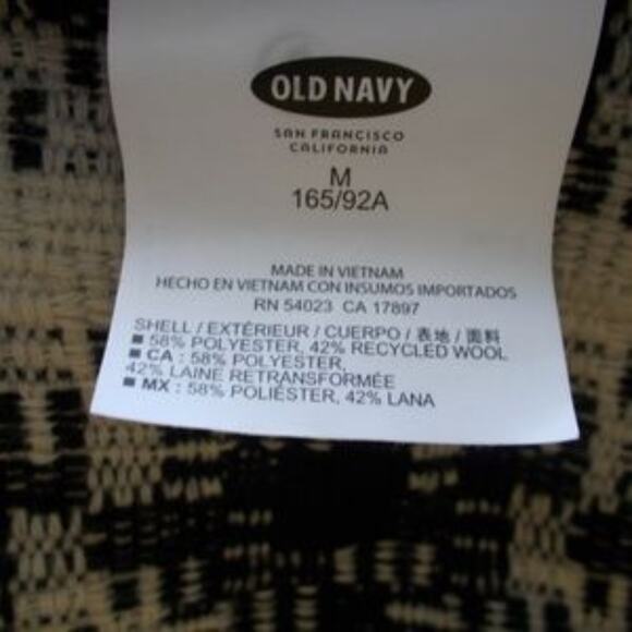 Old Navy Black & White Collarless Plaid Long Line Blazer Houndstooth Sz Medium - Picture 4 of 5